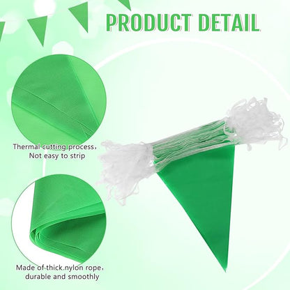 100 Feet Pennant Banners Flags 75 Solid String Triangle Flags for Grand Opening, Carnival Theme Birthday Party Decoration Outdoor Events Classroom Decoration(Green)