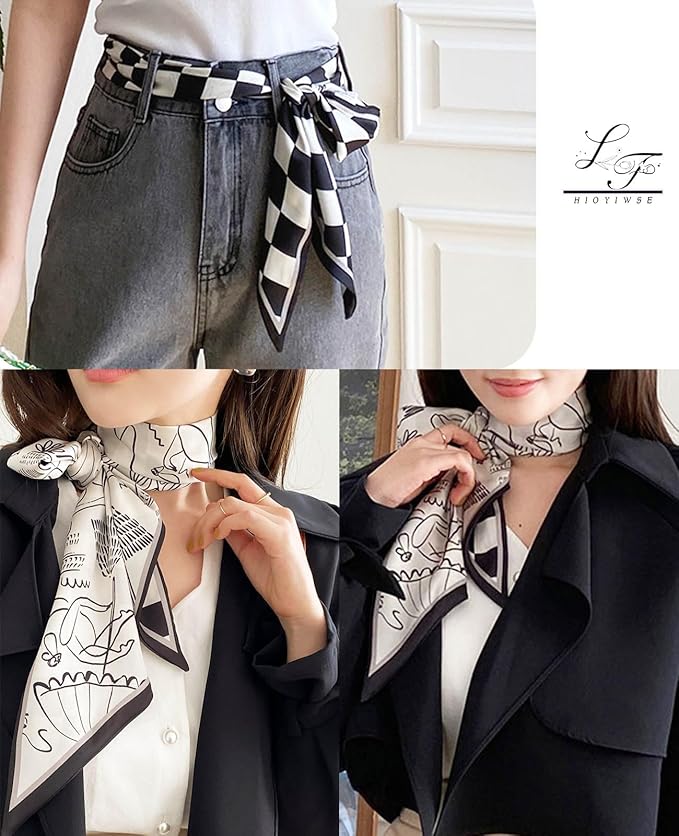 Head Scarf Hair Neck Scarves For Women Purse Bag Scarfs For Handbags Silky Long Thin Satin Headscarf Fashion