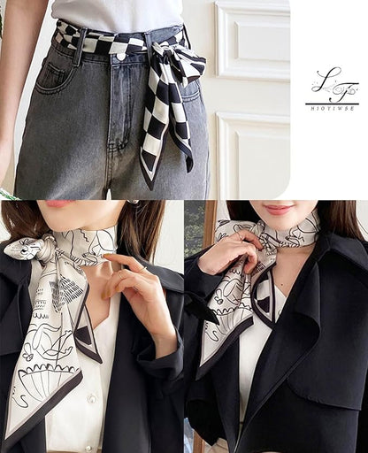 Head Scarf Hair Neck Scarves For Women Purse Bag Scarfs For Handbags Silky Long Thin Satin Headscarf Fashion