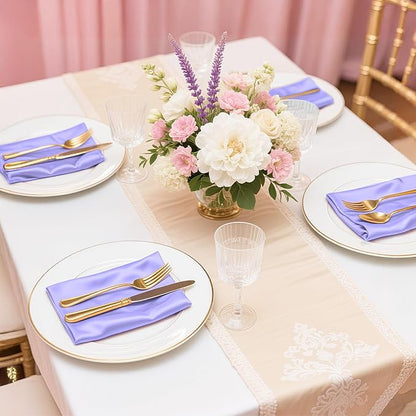 Bailarina 40 Pack Lavender Satin Napkins,17x17 Inches Wedding Napkins Square Soft Silky Table Napkins Bulk Decorative Elegant Cloth Napkin for Party Decoration, Banquet,Wedding,Graduation
