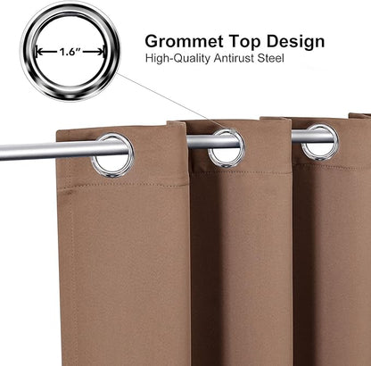ChrisDowa Blackout Curtains 90 Inches Long for Living Room, Grommet Thermal Insulated Room Darkening Curtains for Bedroom (1 Panel Set, Cappuccino, 52W x 90L)