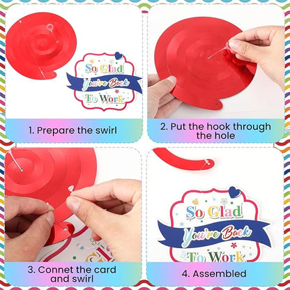 15pcs Welcome Back to Work Decorations for Office Colorful So Glad You're Back To Work Banner Hanging Swirls Balloons Pompoms for Office Work Anniversary Decor for Home, Office Party Supplies