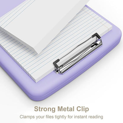 Piasoenc Clipboard with Storage, 8.5 x 11 Organization Box with Pen Holder and A4 Legal Paper Folder, Folio & Side-Opening, Low Profile Clip,for Nurses,Teachers, Size 14 x 9.6 x 1.2 in, Purple