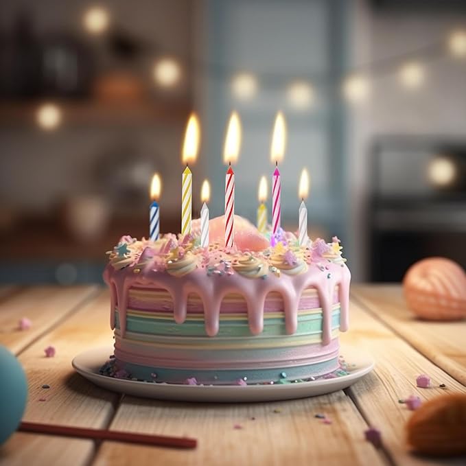 Cwise - 140 Count Birthday Candles - Spiral Candles for Cake or Cupcake - Celebration Candles - Mega Pack for Cakes - Colorful Birthday Candles