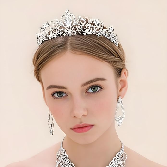 Princess Crown for Women, Crystal Queen Tiaras for Girls Bridal Hair Accessories Gifts for Birthday Wedding Prom, Bridal Party, Pageant, Halloween Christmas Costume