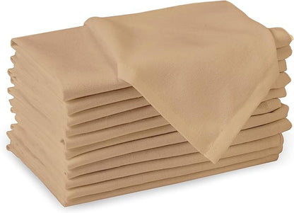 Encasa XO Light Beige Cloth Napkins Set of 12, 17"x17" | Solid Color Cotton Dinner Napkins | Washable & Reusable Napkins for Dining Table Fall Decoration, Holiday & Christmas Festivals