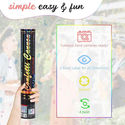 Confetti Cannon 12 Pack Party Poppers Multicolor Poppers 12Inch for Party Celebrations Confetti Popper Shooter Paper Confetti Cannon Bulk for Birthday Graduation Wedding Christmas NewYear