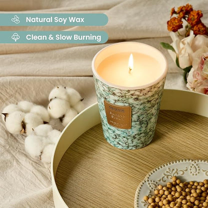 M&SENSE Bamboo Stream Scented Candles for Home, 3 Wick Highly Scented Jar Candle, 14.1 Oz 80H Long Lasting Burning Christmas Candle for Women, Aromatherapy Candles for Holiday Christmas Gift