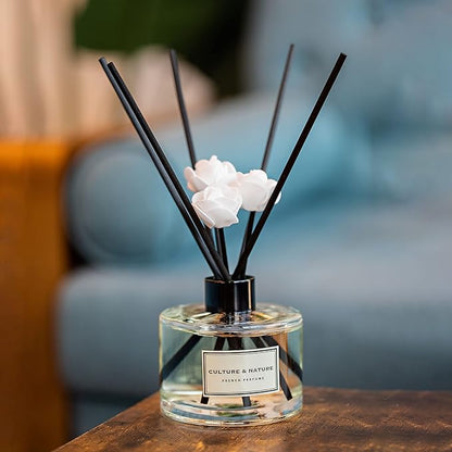 CULTURE & NATURE Reed Diffuser Set 6.7oz (200ml) Flower Market Scented Diffuser with Sticks Home Fragrance Reed Diffuser for Bathroom Shelf Decor