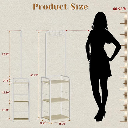 Sturdy Purse Organizer with Thick Wood & Purse Hanger, Floor-Standing Purse Rack Stand for Purse Storage, Narrow & High-Capacity Handbag Organizer, Purse Storage Organizer for Small Place