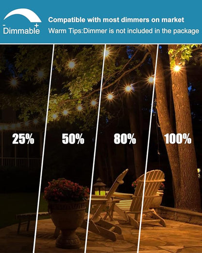 Lightdot 200 FT (2x100FT) Outdoor Led Patio Lights, ETL Listed Led String Lights with Shatterproof Edison Vitage Bulbs, Commercial Grade Hanging Light for Patio Cafe Bistro Backyard
