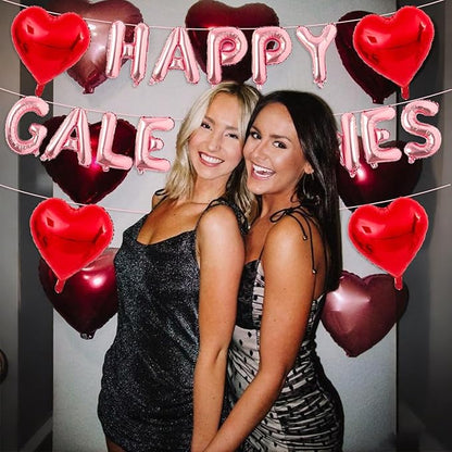 Rose Gold Happy Galentines Day Balloons 16 Inch Galentine Balloons Red Heart Ballons for Galentines Day Decorations for Party Hotel Bedroom Office Classroom Indoor