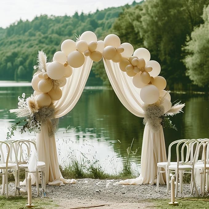 Wokceer Wedding Arch Draping Fabric 2 Panels 28.7" x 20FT Champagne Drapes Sheer Fabric Backdrop Arch Draping Fabric for Wedding Ceremony Birthday Party Bridal Shower Decoration