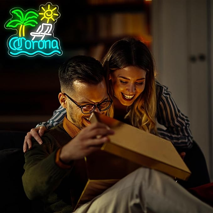 Palm Tree Neon Sign for Wall Decor Beer Neon Light for Man Cave Bar LED Light Up Sign for Home Bar Club Restaurant Summer Beach Party Birthday Gift Christmas Art Size 13.3 * 12.5In(ZYLD284)