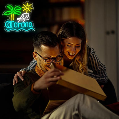 Palm Tree Neon Sign for Wall Decor Beer Neon Light for Man Cave Bar LED Light Up Sign for Home Bar Club Restaurant Summer Beach Party Birthday Gift Christmas Art Size 13.3 * 12.5In(ZYLD284)
