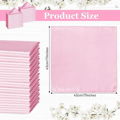 Bailarina 80 Pack Pink Satin Napkins,17x17 Inches Wedding Napkins Square Soft Silky Table Napkins Bulk Decorative Elegant Cloth Napkin for Party Decoration, Banquet,Wedding,Graduation