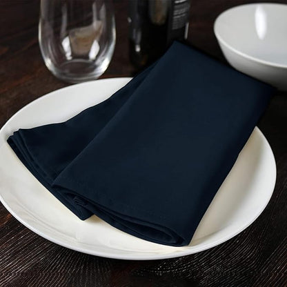 Navy Blue Cloth Napkins Bulk (Pack of 24) - 100% Polyester Dinner Linen Napkins Cloth Washable & Reusable - Durable with Hemmed Edges - Ideal for Parties and Weddings (17x17 Inches)