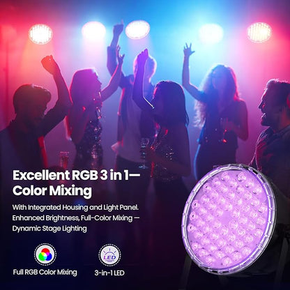 Betopper Stage Lights 54x3W dj Lighting fixtures LED RGB 3-in-1 Superior Brightness Par Can Lights Remote Control, Strobe Light & Wash DMX Light for Party, Concert, Church, Wedding, Bar Events,1 Pack