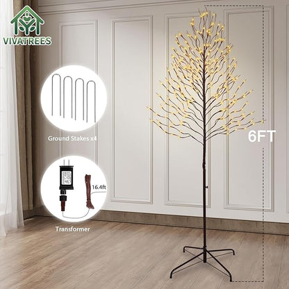 Star Light Trees, 6ft Lighted Branches with Warm White Fairy Lights, Indoor Outdoor Christmas & Wedding Decor (Brown Branch Star Trees)
