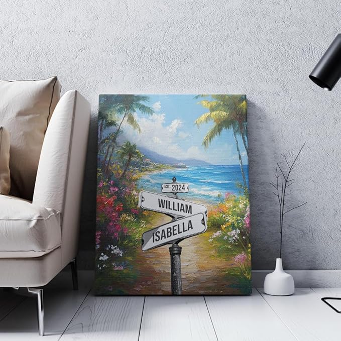 GABITA Personalized Crossroads Street Sign Wall Art for Couples, Anniversary Canvas for Couple, Gift for Valentines Day, Girlfriend Boyfriends Gifts, Custom Poster for Wife and Husband 4