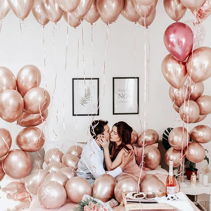PartyWoo Rose Gold Balloons 20pcs 18 Inch Metallic Chrome Rose Gold Balloons for Wedding Anniversary Sweet 16 Baby Shower Bridal Shower Bridgerton Floral Birthday Party Decorations Rose Gold-G107