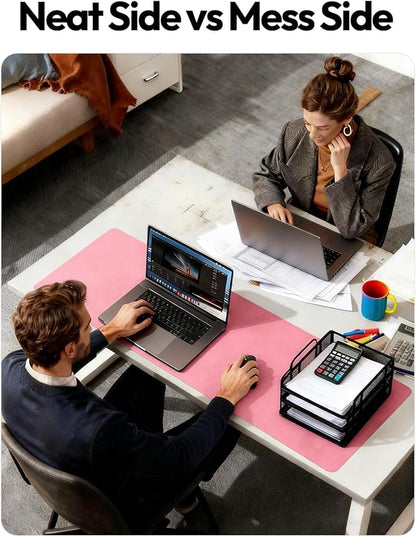 YSAGi Leather Desk Protector, Office Mat, Large Mouse Mat, Non-Slip PU Leather Blotter, Laptop Desk, Waterproof Writing Pad for Office and Home (Pink, 31.5" x 15.8")