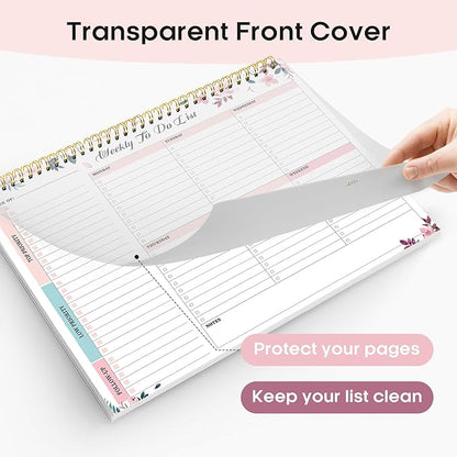 Taja Weekly To Do List Notepad with 52 Undated Sheets（8.5"×11"）- Weekly Desk Planner for Women & Man, Work and Home - 1 Pack Whispering Petal