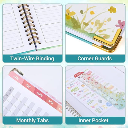 Daily Planner 2026, 8.5" x 11", Weekly & Monthly Planner from JAN.2026 to DEC.2026, Column View Calendar Organizers, Spiral Hardcover Agenda Book with Tabs for Office School Supplies, Tree