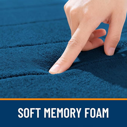 OLANLY Memory Foam Long Bathroom Rugs Runner 59x20, Super Soft Absorbent Bath Mat, Quick Dry, Machine Washable Shower Floor Rugs, Bathmat Carpet, Bathroom Home Decor Accessories, Navy Blue