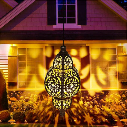 Hanging Solar Lights Garden Lights Metal Moroccan Lamp Waterproof for Outdoor Hanging Decor Yard Backyard Garden Decorative (4 Pack, Bronze)