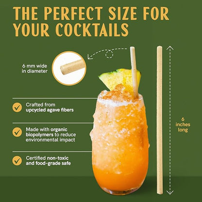 Cocktail 6" Agave Straws - 200 CT
