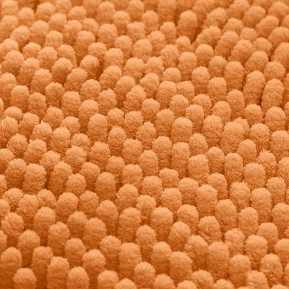HOMEIDEAS 3 Pieces Bathroom Rugs, Ultra Soft Non Slip Absorbent Chenille Toilet Bath Mat Set (Orange)