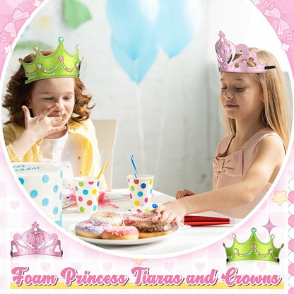 Yaomiao 44 Pcs Foam Crowns for Kids Princess Tiaras Crowns Bulk Diamond Sticker Making Kits for Birthday Party Supplies
