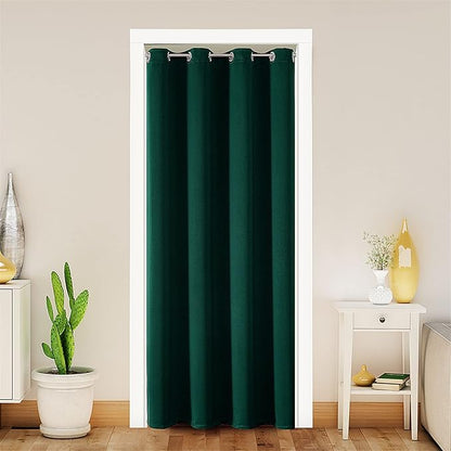 ChrisDowa Blackout Door Curtains for Doorway Privacy, Grommet Closet Curtain for Bedroom Closet Door, Thermal Insulated Doorway Cover Room Divider Drapes (1 Panel, Forest Green, 52 x 80 Inch)