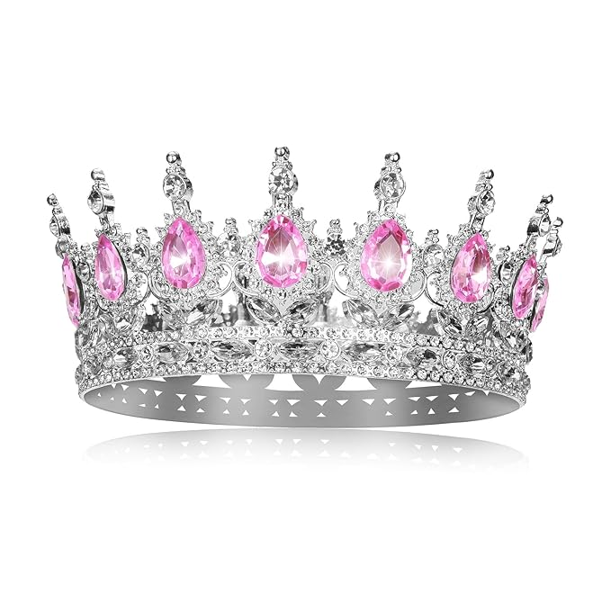 Onedor Silver Crown for Women Crystal Rhinestone Tiara Queen Headpiece for Wedding Prom Pageant Birthday Princess Theme Costume Party Hair Accessories and Cake Topper Decoration