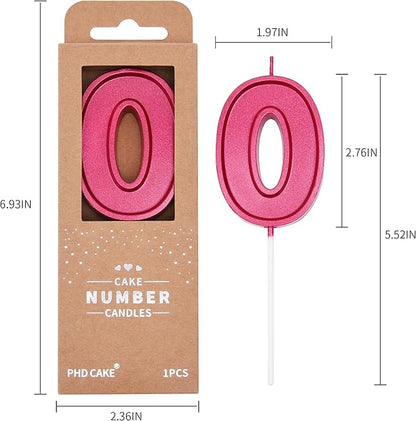PHD CAKE 2.76 Inch Luxe Red 0 Number Birthday Candles, Red Number Candles, Cake Number Candles, Party Celebration