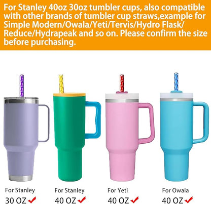 18 PCS Replacement Straight Long Straws Compatible with Stanley 40 oz 30 oz 64 oz Tumbler- Stanley Replacement Plastic Straw,Reusable Drinking Straws for Stanley Cup Accessorie with 2 Cleaning Brush