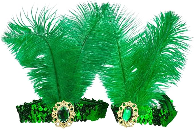 Feather Headpiece Sequins Headbands 1920s Flapper Showgirl Headpieces for Women Girls Carnival Party Accessories
