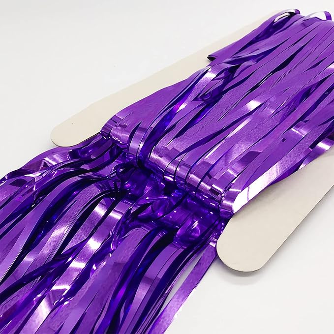 2 Pcs Purple Metallic Tinsel Foil Fringe Curtains Backdrop, 3.28 ft x 6.56 ft Streamers for Birthday Wedding Engagement Bachelorette Party Photo Booth Bridal Shower Baby Shower Decorations Supplies