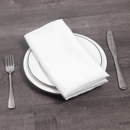 25pcs Polyester Cloth Napkins - 20 x 20 inch White Dinner Washable Napkins with Hemmed Edges for Restaurant/Wedding/Hotel(25,White)