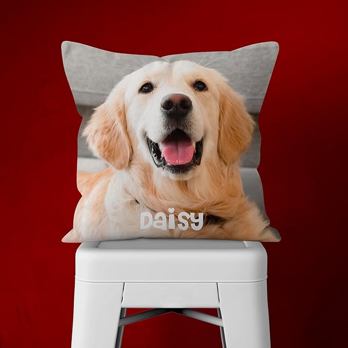Be Burgundy Custom Photo Pillow Cover 16x16 Inch – Personalized Picture with Name or Text White Throw Pillow Case Add Your Own Photo Custom Gift for Family Pet Lovers Couples Friends