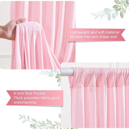 8 x 10 ft Baby Pink Backdrop Curtains Photo Background Panels Wrinkle Free Drapes for Backdrop Soft Long Curtains for Backdrop Decoration Princess Birthday Parties Wedding Bridal Shower