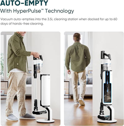 LEVOIT AERO Cordless Vacuum with Auto-Empty Station, HyperPulse Technology, Anti-Tangle Brush, 5-Stage Filtration, HEPA Filter, Up to 70 Mins, Powerful Suction for Pet Hair, Carpet, Hard Floor, White