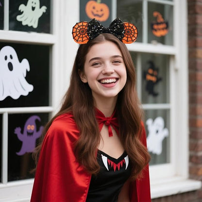 ASAHEL Mouse Ears Headbands Fashion Shiny Bows Mice Ears Birthday Parties Themed Events (spider web, Onesize)