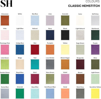 Solino Home Linen Coral Hemstitch Table Runner 60 Inches - 100% Pure Linen Small Table Runner 14 x 60 Inch Ideal for Dresser and Coffee Tables - Classic Hemstitch