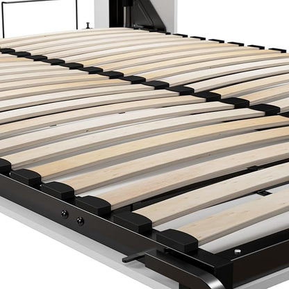 Bestar Claremont Full Murphy Bed with Closet Organizer (79W) in White, Space-Saving Sleeping Arrangement for Multipurpose Room