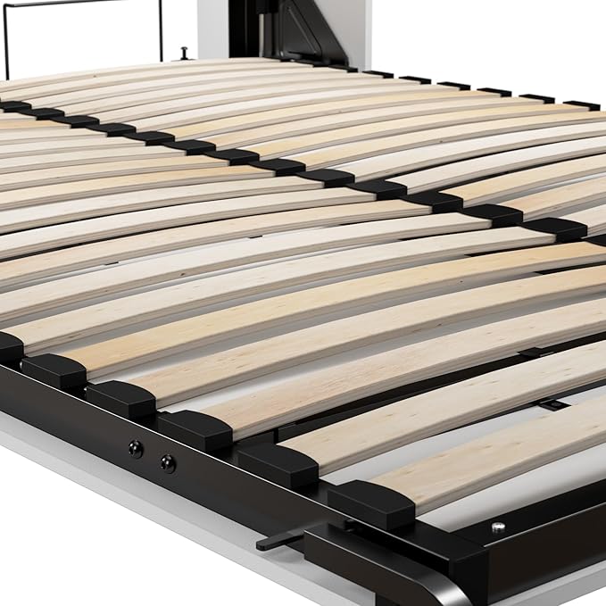 Bestar Claremont Queen Murphy Bed with Closet Organizers (105W) in White, Space-Saving Sleeping Arrangement for Multipurpose Room