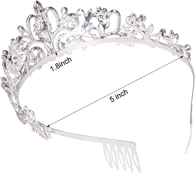 COCIDE Silver Tiara Crowns Crystal Headband Princess Rhinestone Crown with Combs Bride Headbands Bridal Wedding Prom Birthday Party Pink Hair Accessories Jewelry for Women and Girls