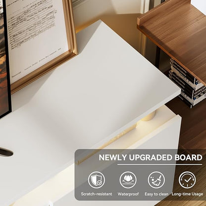 70" TV Stand for Living Room, Entertainment Center & Media Console with Storage, Fits TVs up to 80", Modern TV Cabinet with Shelves, 36" Electric Fireplace (All White)