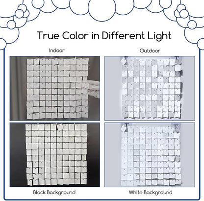 COKAOBE Matte White Sequin Wall Backdrop, 24PCS Square Sequin Shimmer Backdrop Panel, Photo Backdrops for Birthday, Anniversary, Wedding, Graduation & Bachelorette Party Decoration
